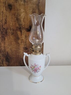 Miniature Ceramic Floral Oil Lamp